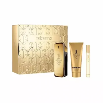 Kit 1 Million Paco Rabanne Perfume Masculino Eau de Toilette 100ml + Travel Size 10ml + Gel de Banho 100ml