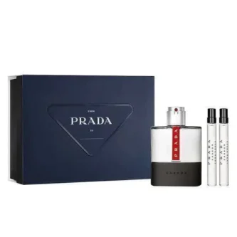 Kit Masculino Luna Rossa Carbon Prada Eau de Toilette 100ml + 2 Travel Size 10ml