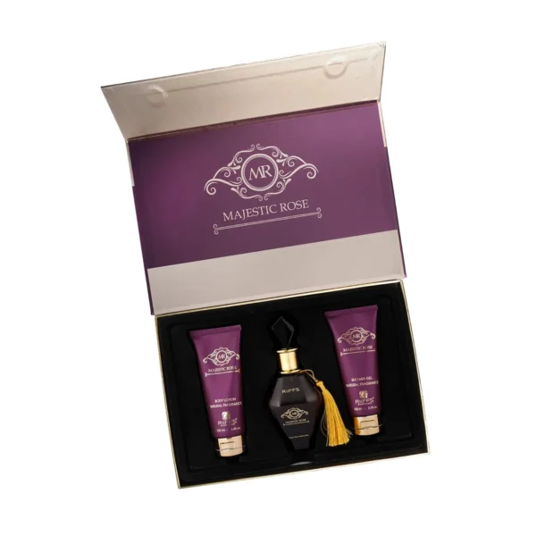 Kit Majestic Rose Eau de Parfum, Loção Corporal e Gel de Banho
